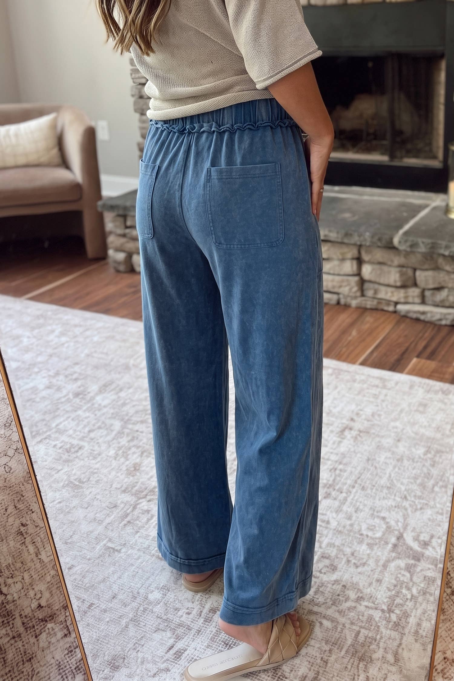 Mineral Wash Seam Detail Flare Leg Pants (PRE🤍ORDER)