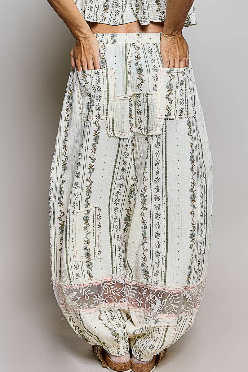 Double Gauze Lace See-Through Patch Woven Pants (PRE🤍ORDER)
