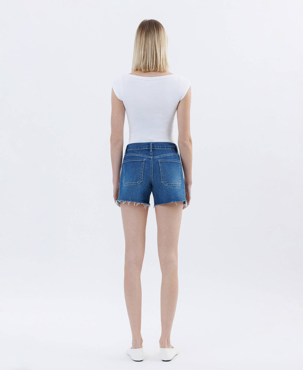 HIGH RISE DRAWSTRING DENIM SHORTS