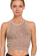 Washed Rib Seamless Halter neck Crop Tank