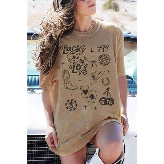 LUCKY LOVE OVERSIZED MINERAL GRAPHIC TEE