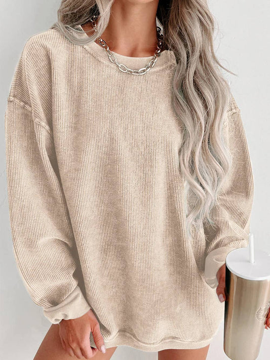 Minimalist Long Sleeve Cozy Knit Sweatshirt