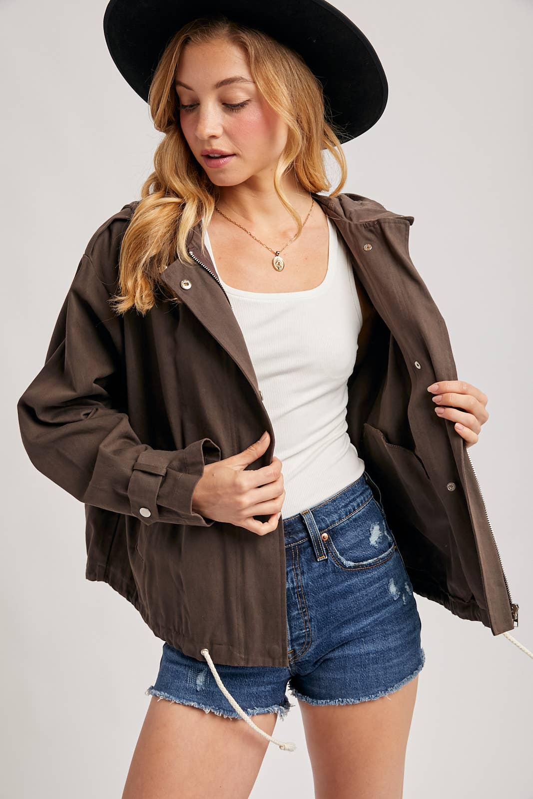 DRAWSTRING HOODED JACKET