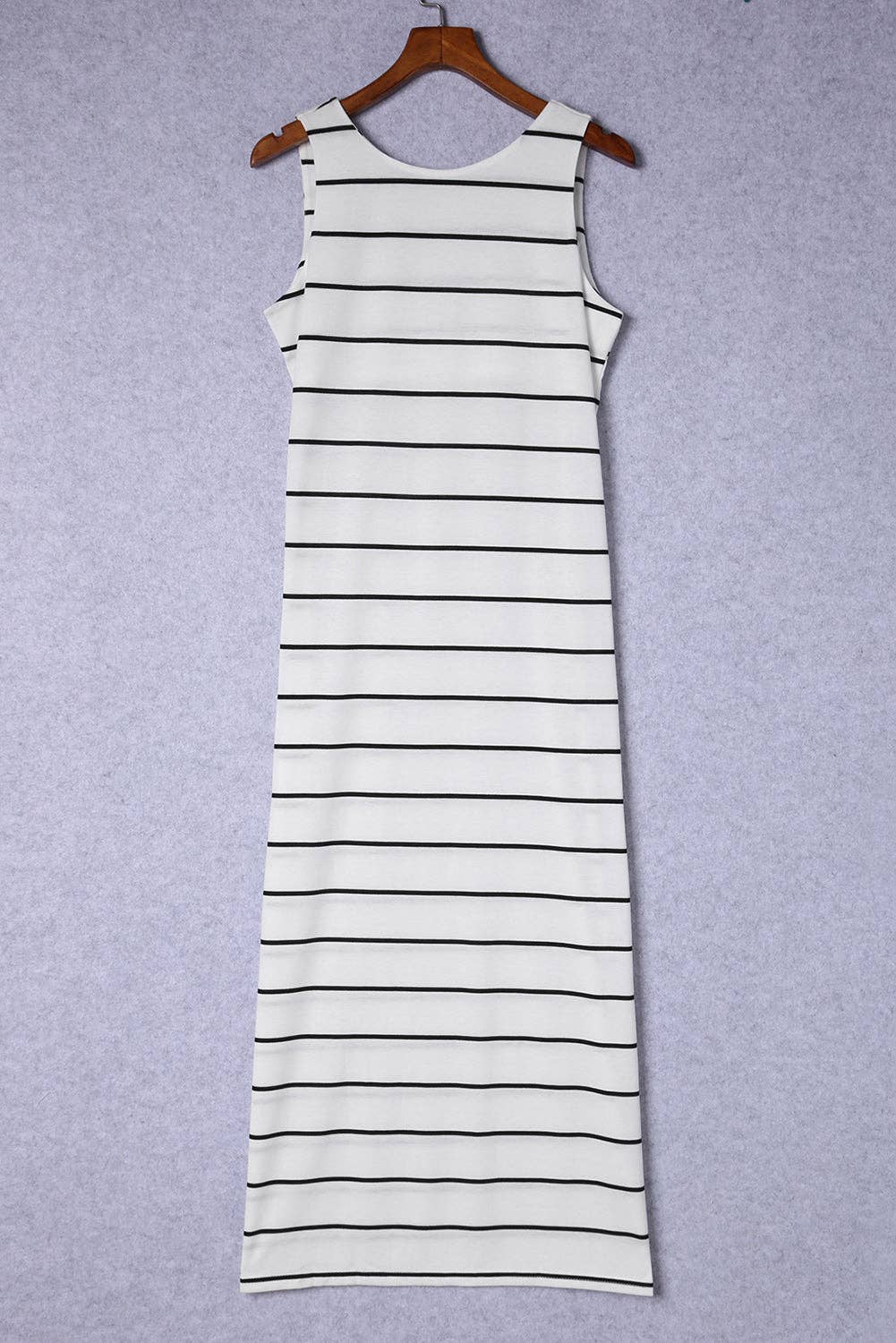 White Stripe Sleeveless Dress