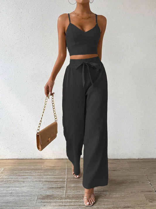 Bra Suspender Top Stretch Straight Pants Casual Suit