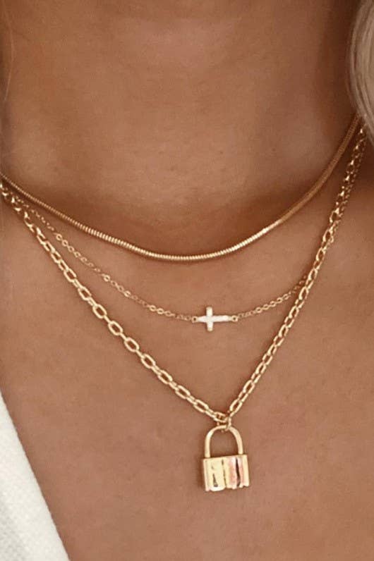18K STAINLESS STEEL LAYERED NECKLACE