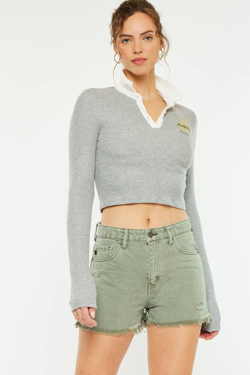 Olive Denim Shorts (PRE🤍ORDER)