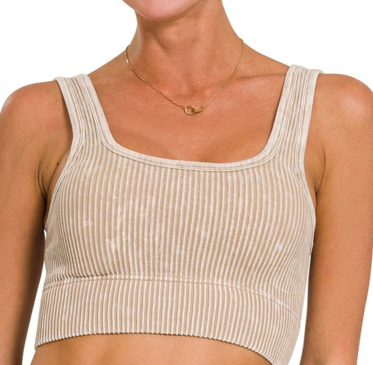 Washed Ribbed Seamless Cropped Tank Top