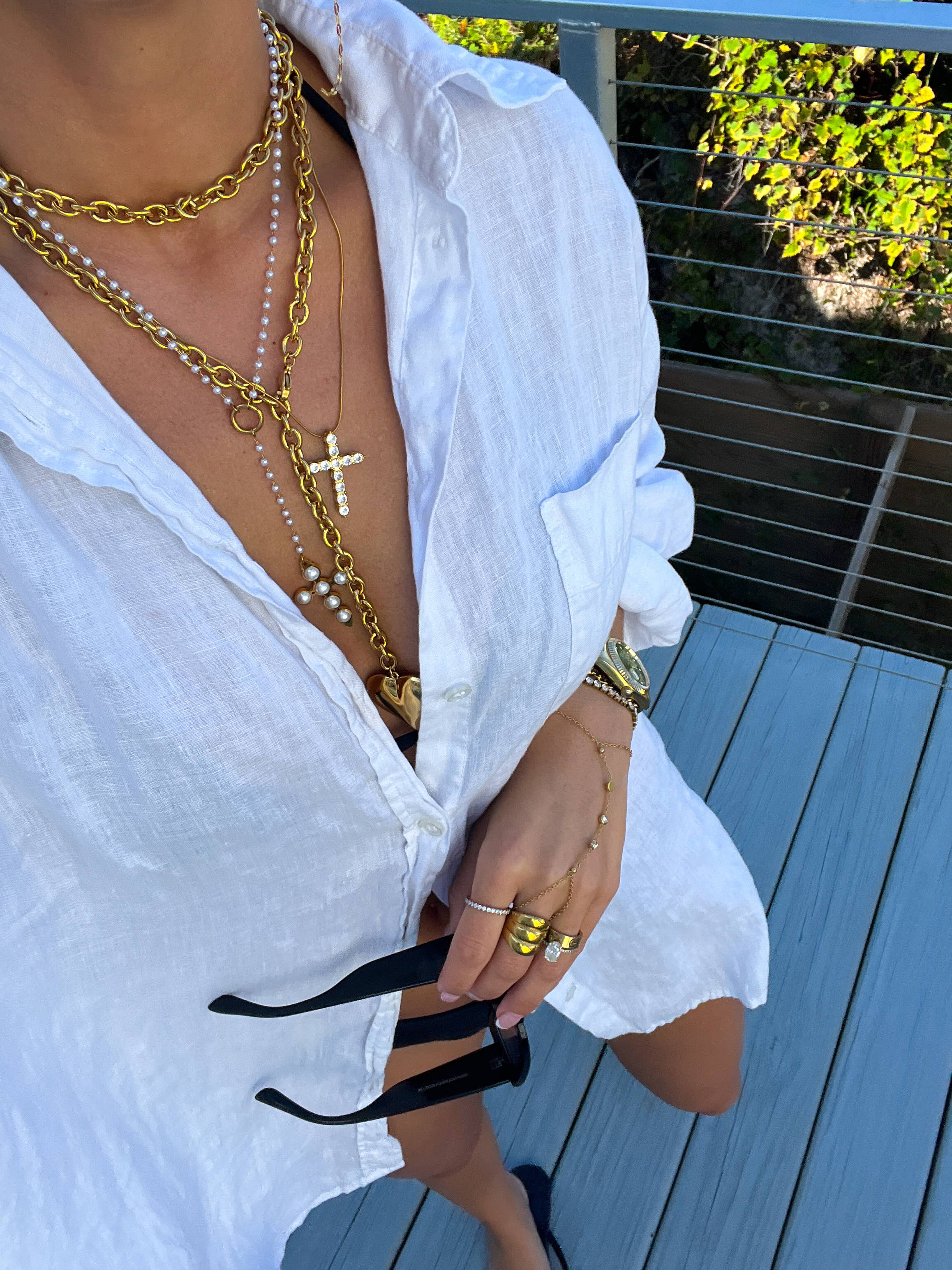 XL DIAMOND CROSS NECKLACE(PRE🤍ORDER)