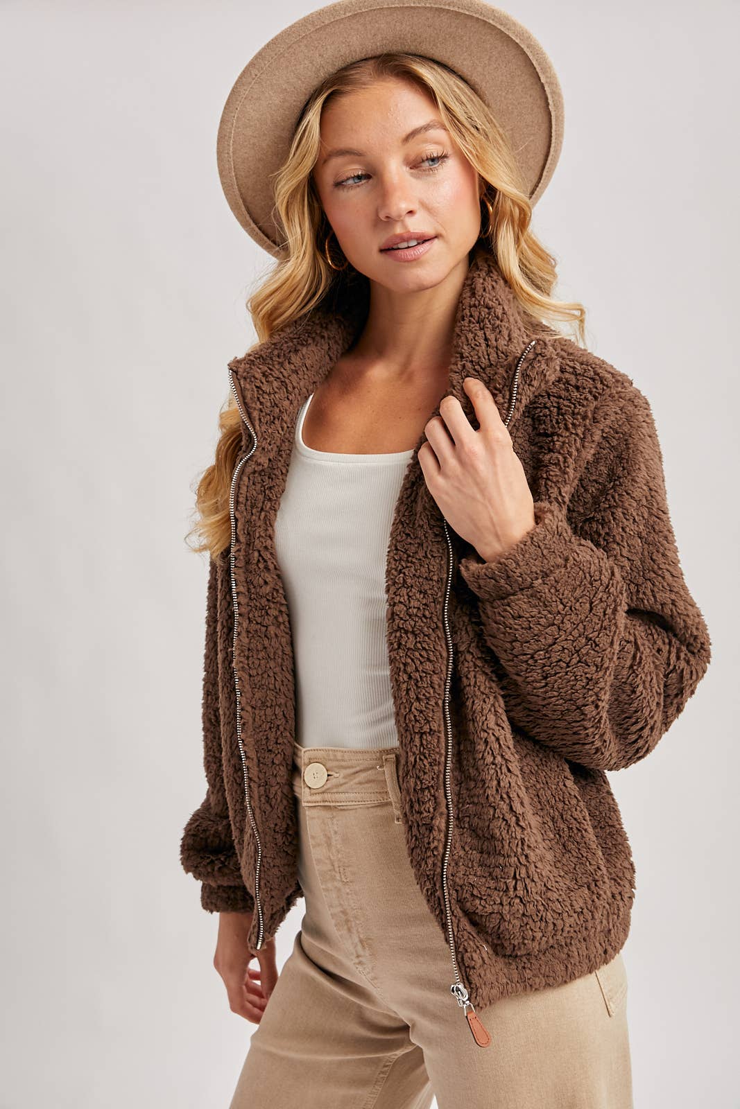 FLEECE ZIP UP TEDDY JACKET