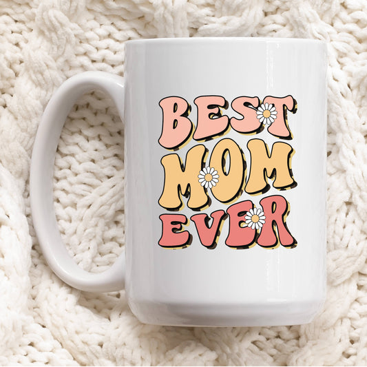 15oz Best Mom Ever Retro Daisy Coffee Mug