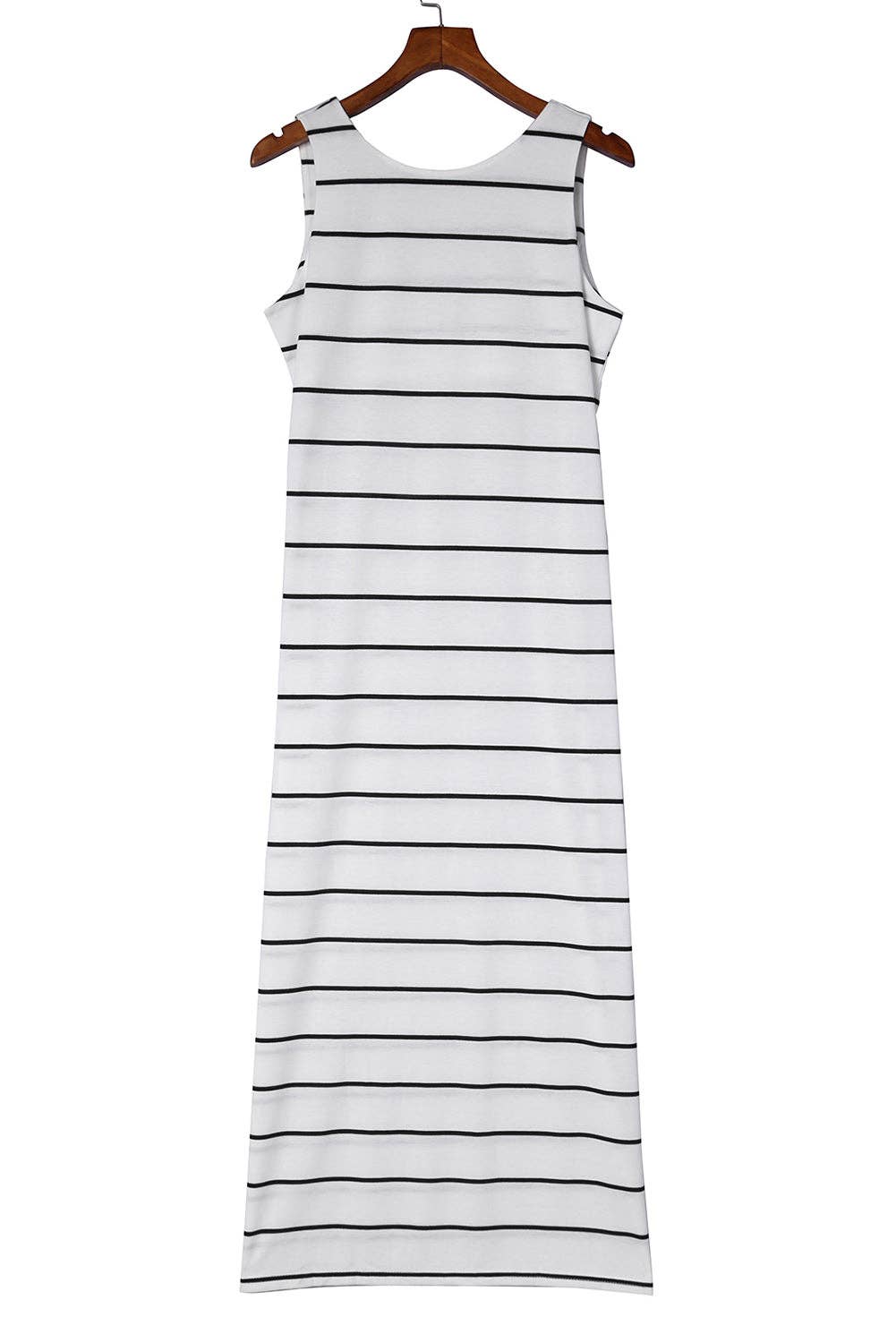 White Stripe Sleeveless Dress