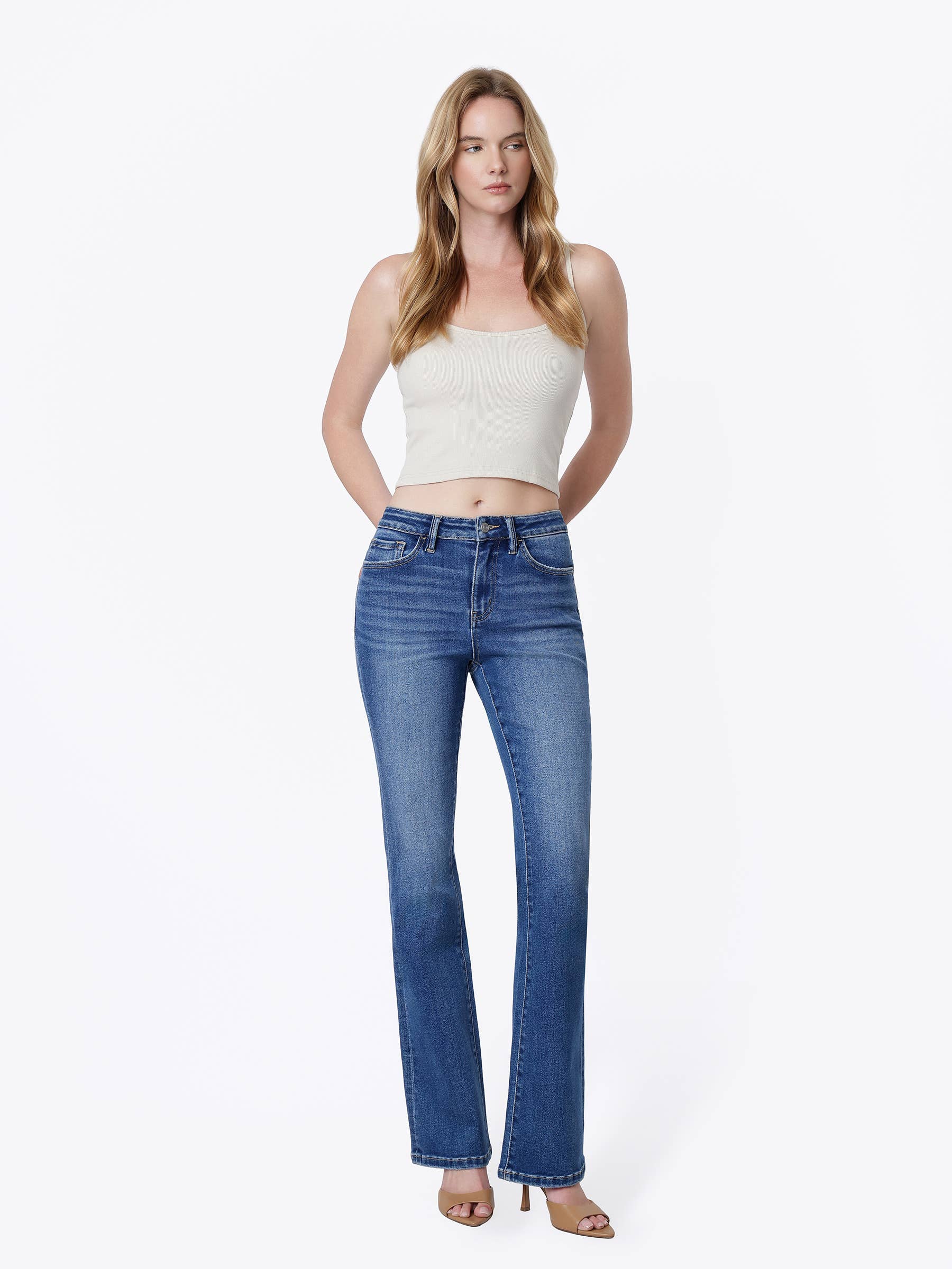 HIGH RISE MEDIUM DARK WASH BOOTCUT JEANS (PRE🤍ORDER)