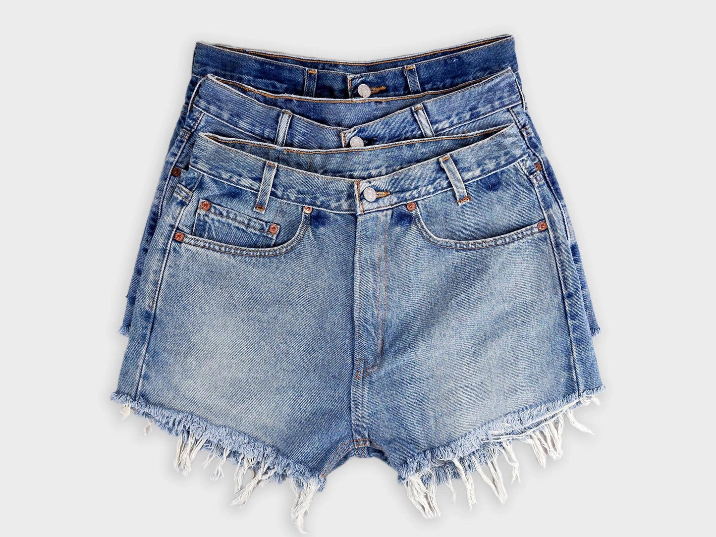 High-Rise Vintage Washed Denim Cutoff Shorts - Original