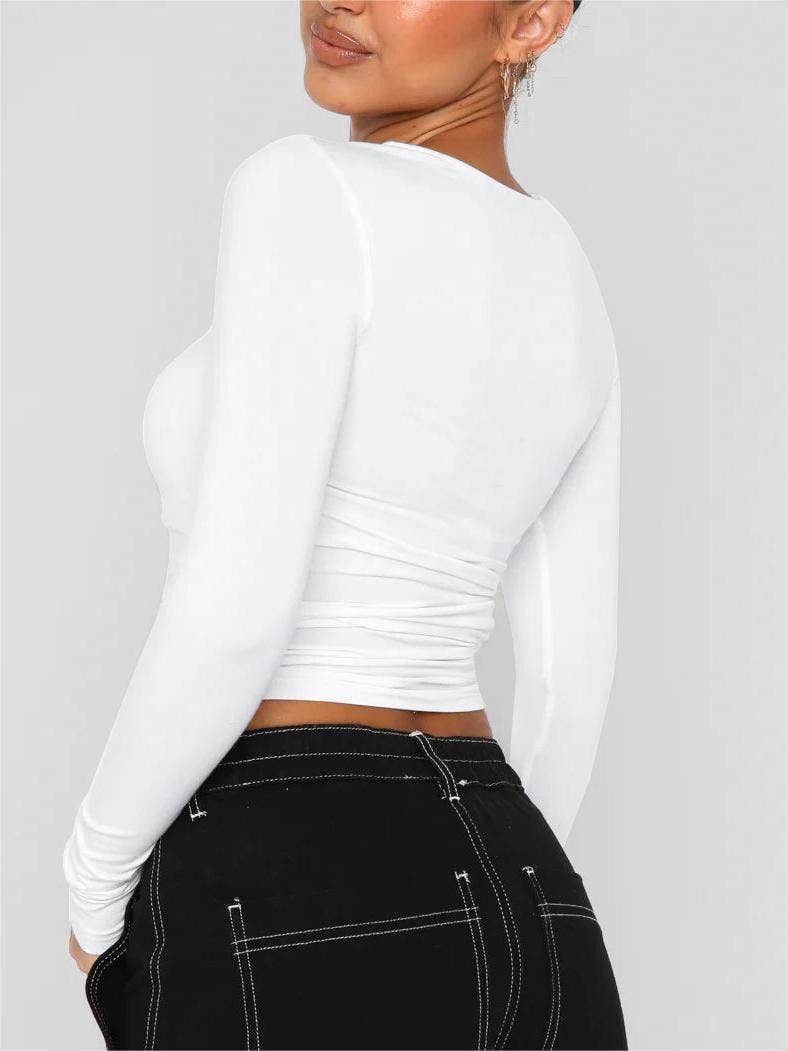Basic slim fit long sleeve tee for women casual fall