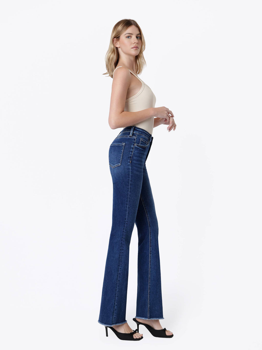 HIGH RISE RAW HEM DARK WASH BOOTCUT JEANS (PRE🤍ORDER)