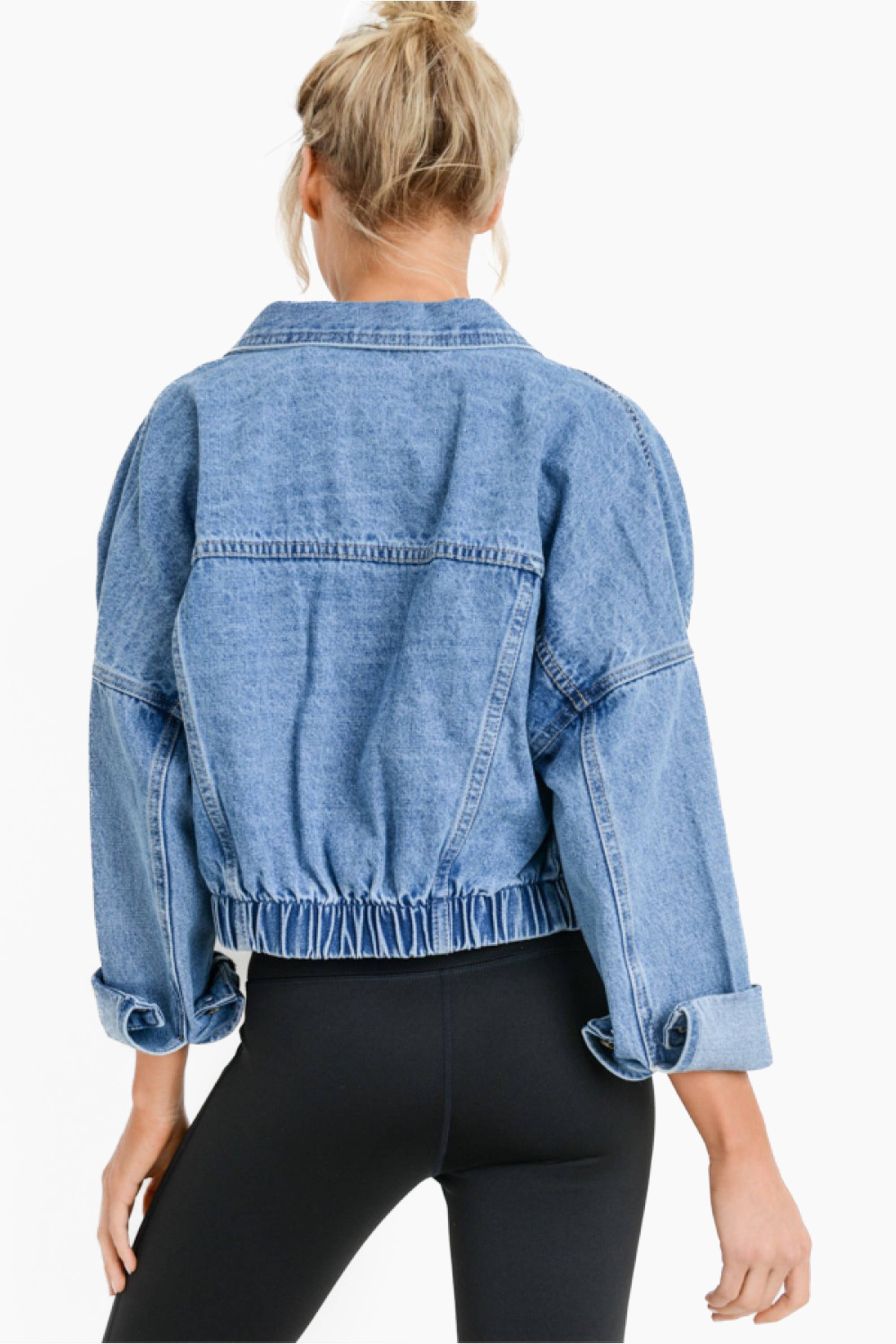 Raw & Ribbed Crop Denim Jacket