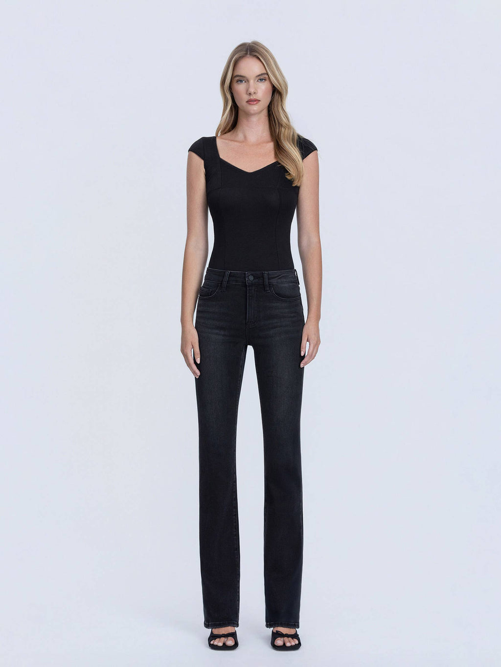 HIGH RISE FULL LENGTH BLACK BOOTCUT JEANS