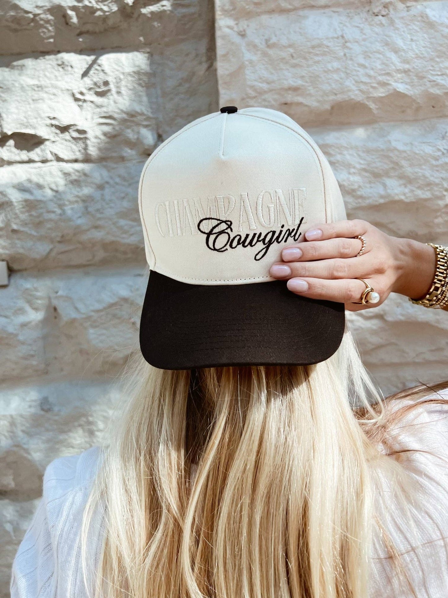 Champagne Cowgirl Embroidered Hat