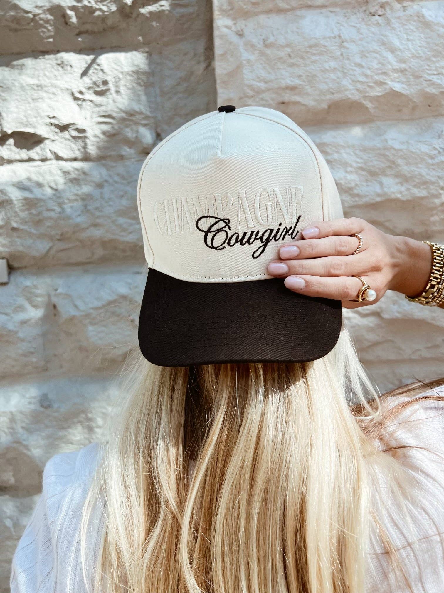 Champagne Cowgirl Embroidered Hat