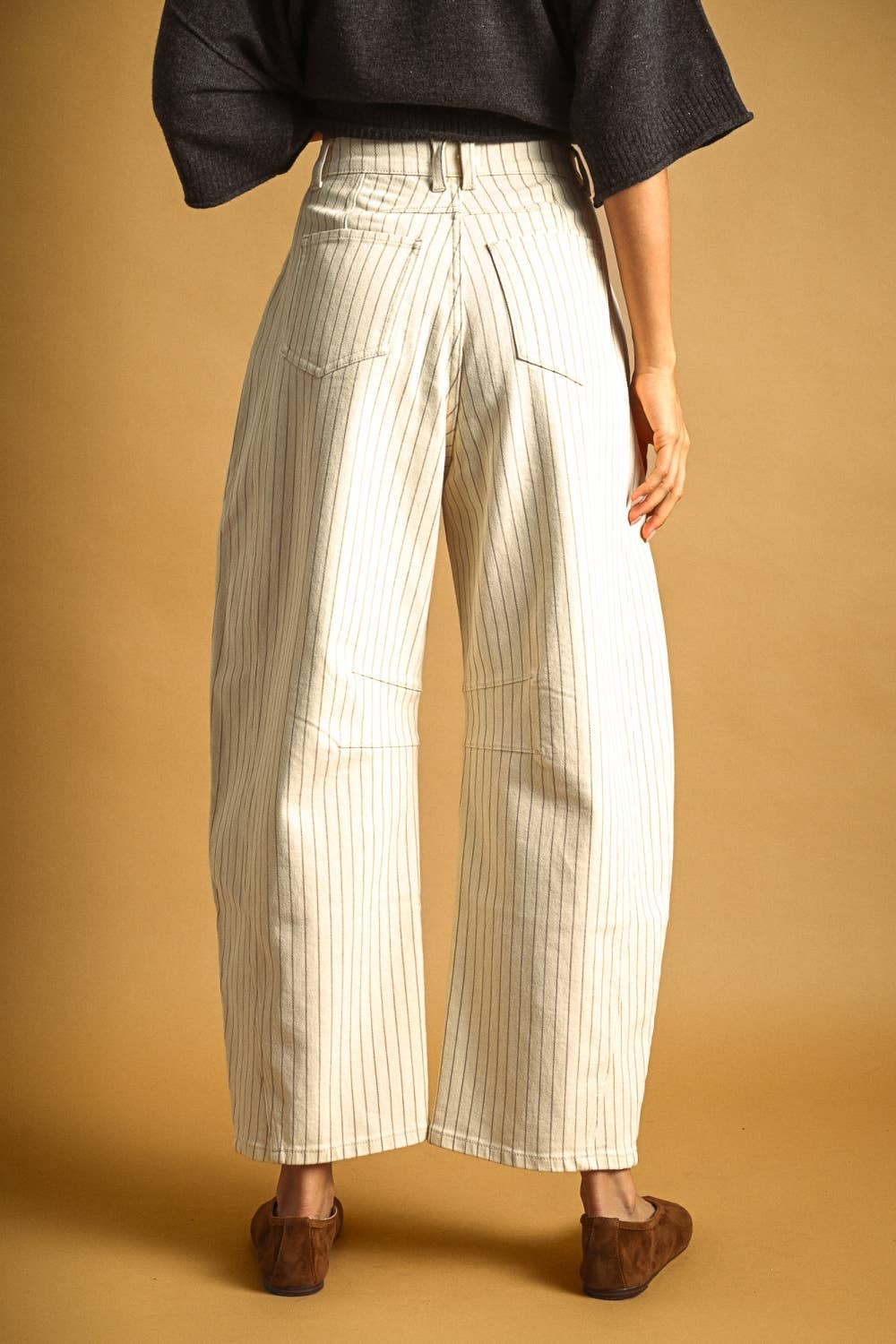 PINSTRIPED PATTERN BARREL PANTS (PRE🤍ORDER)