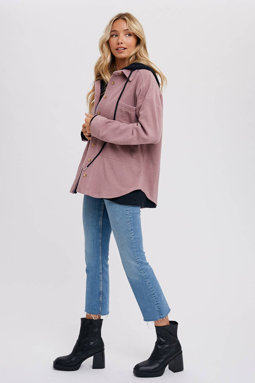 FLEECE HOODIE SHACKET