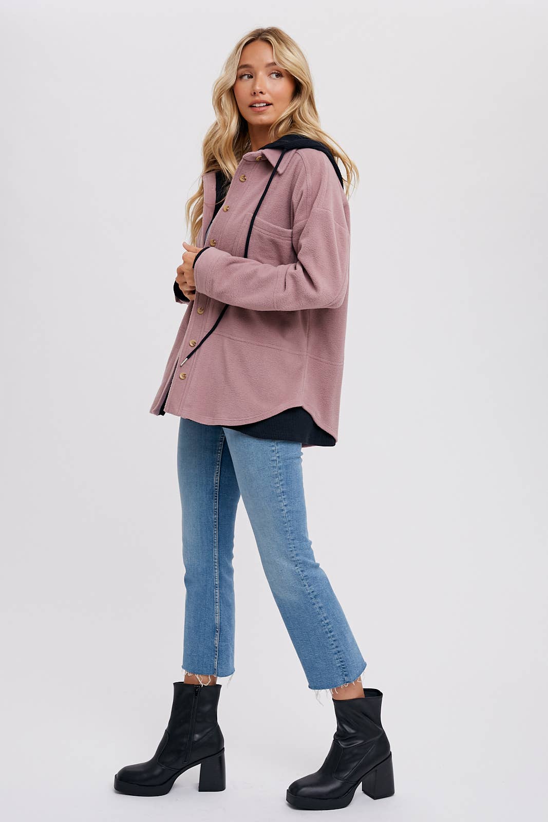 FLEECE HOODIE SHACKET