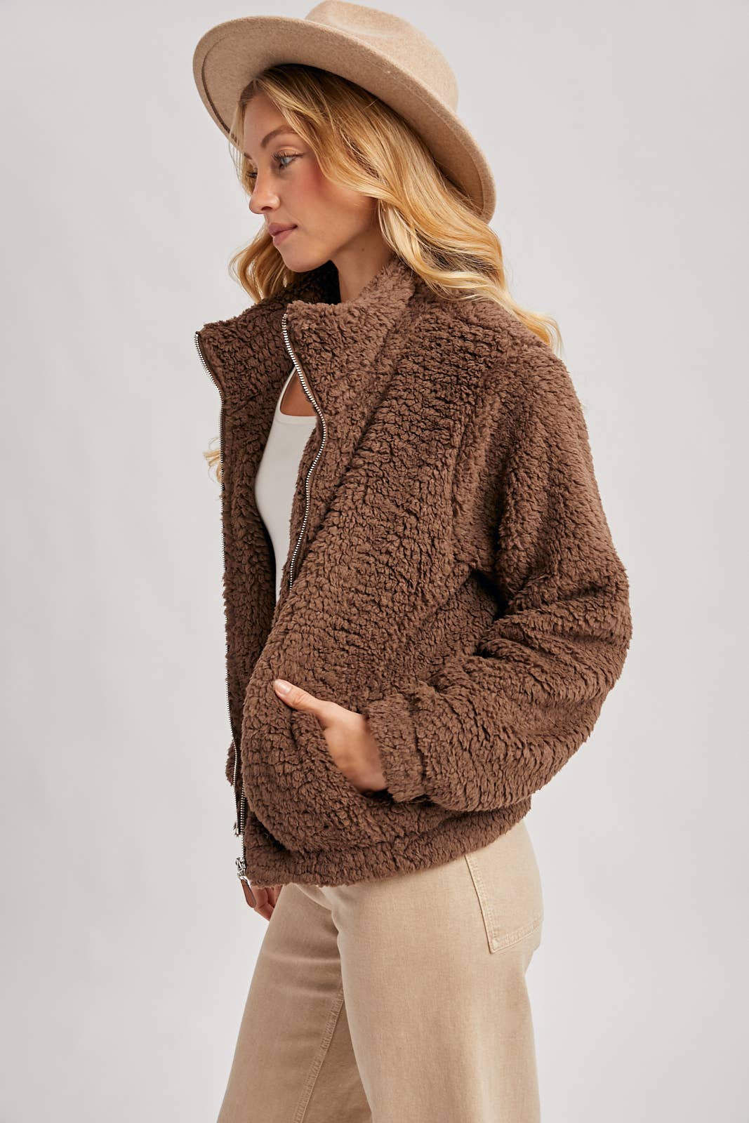 FLEECE ZIP UP TEDDY JACKET