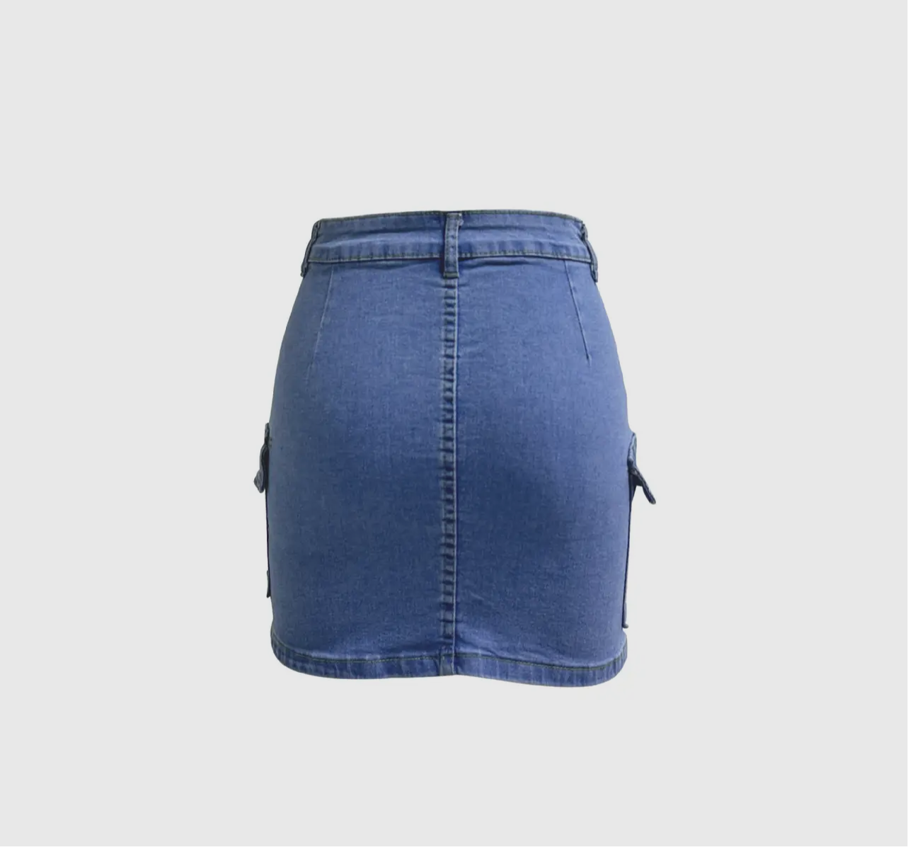 Mid Wash Cargo Pocket Denim Mini Skirt