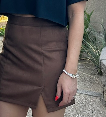 High Waist Suede Zipper Mini Skirt