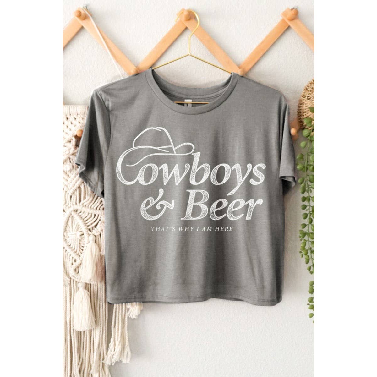 COWBOY N BEER GRAPHIC CROP TOP