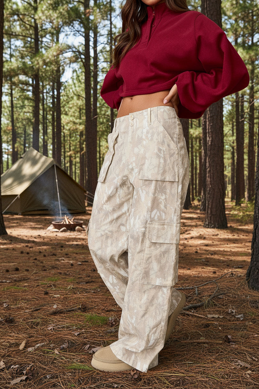 CAMO PRINT WIDE LEG PANTS (PRE🤍ORDER)