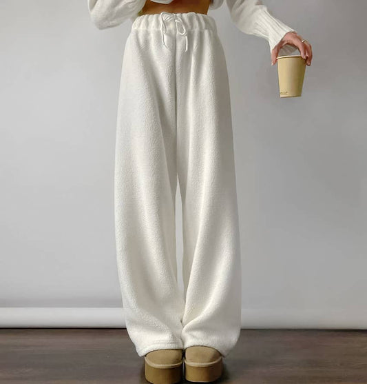 Warm Thick Fleece Lace-Up Casual Pants
