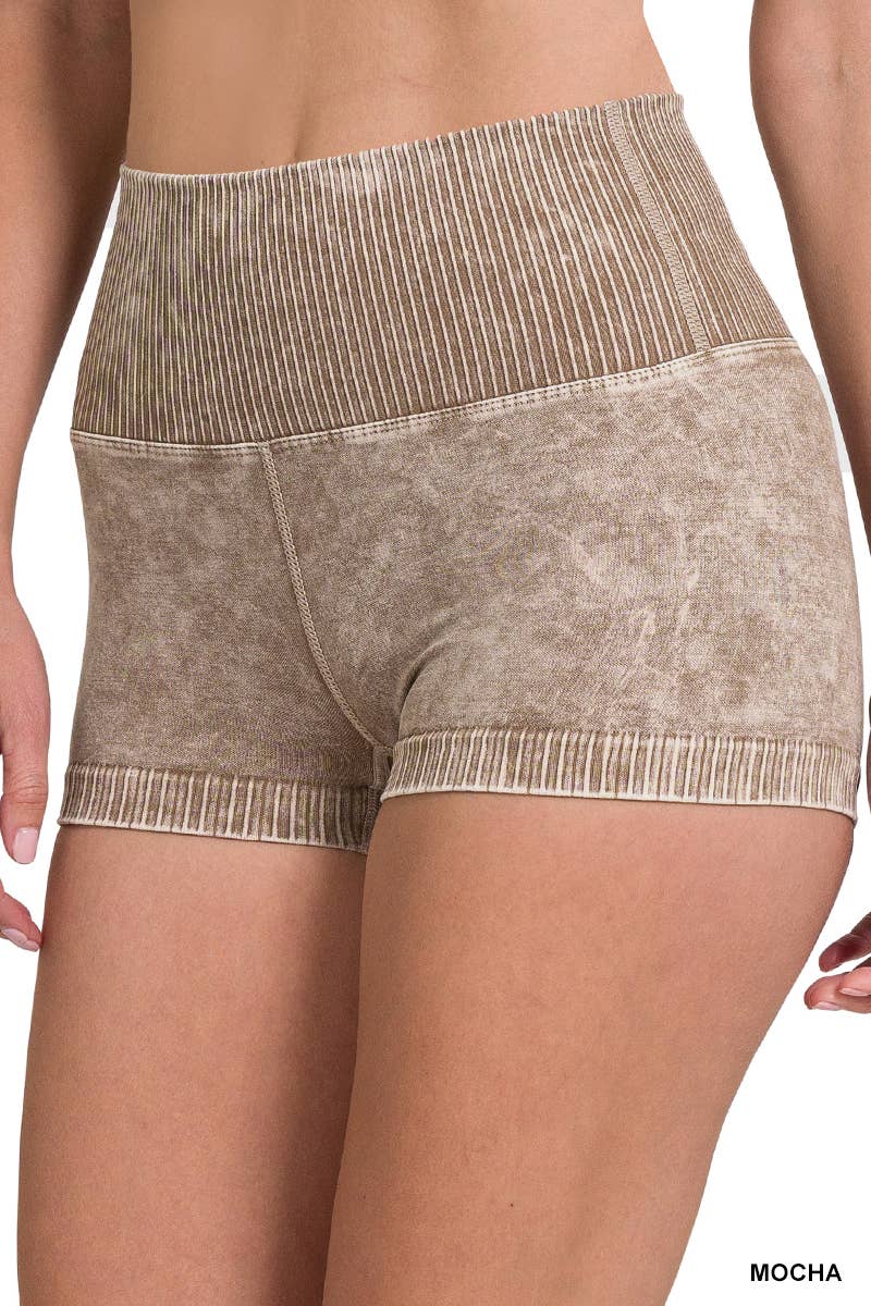 Washed Seamless High Waisted Shorts