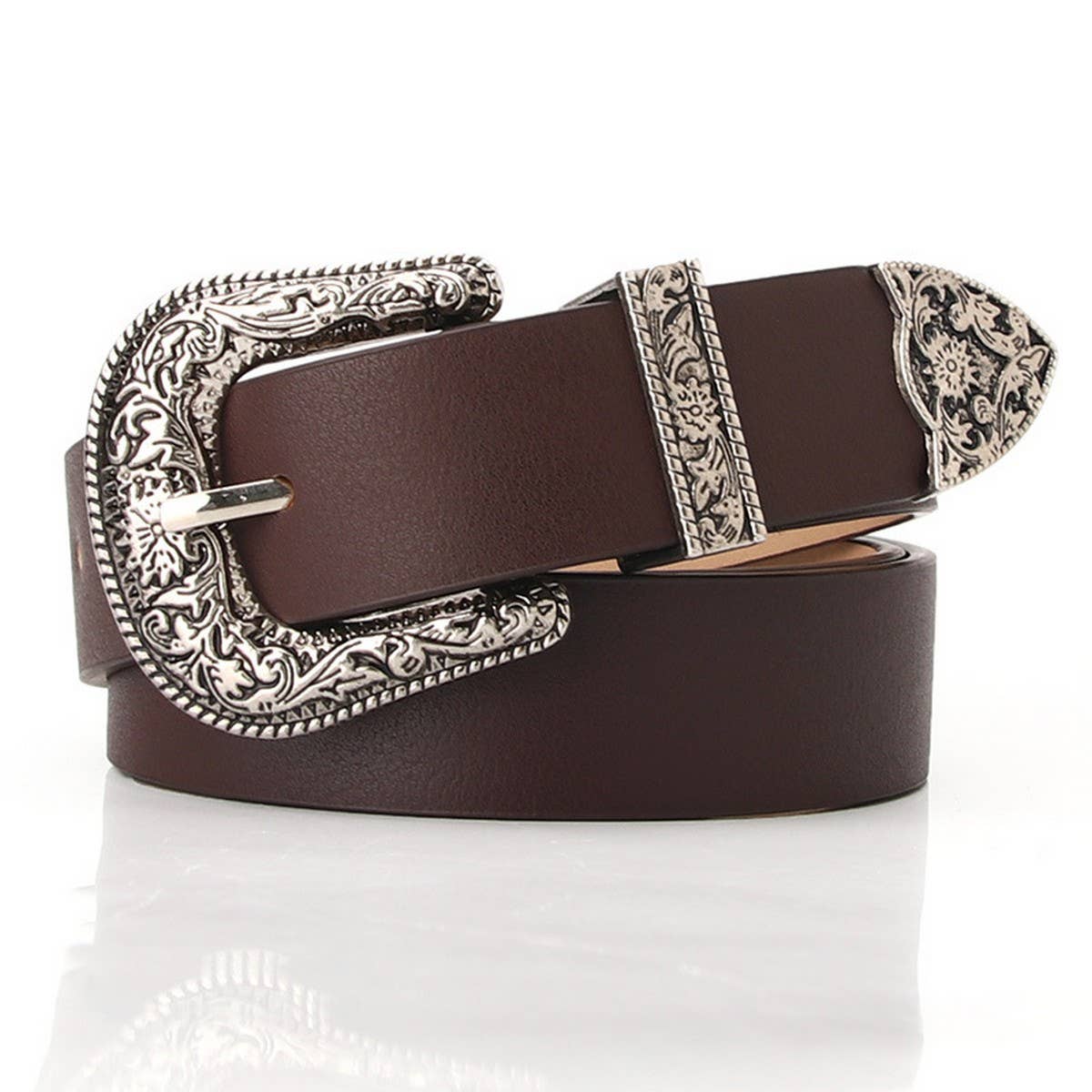 CLASSIC VINTAGE BUCKLE BELT WITH EMBOSSED