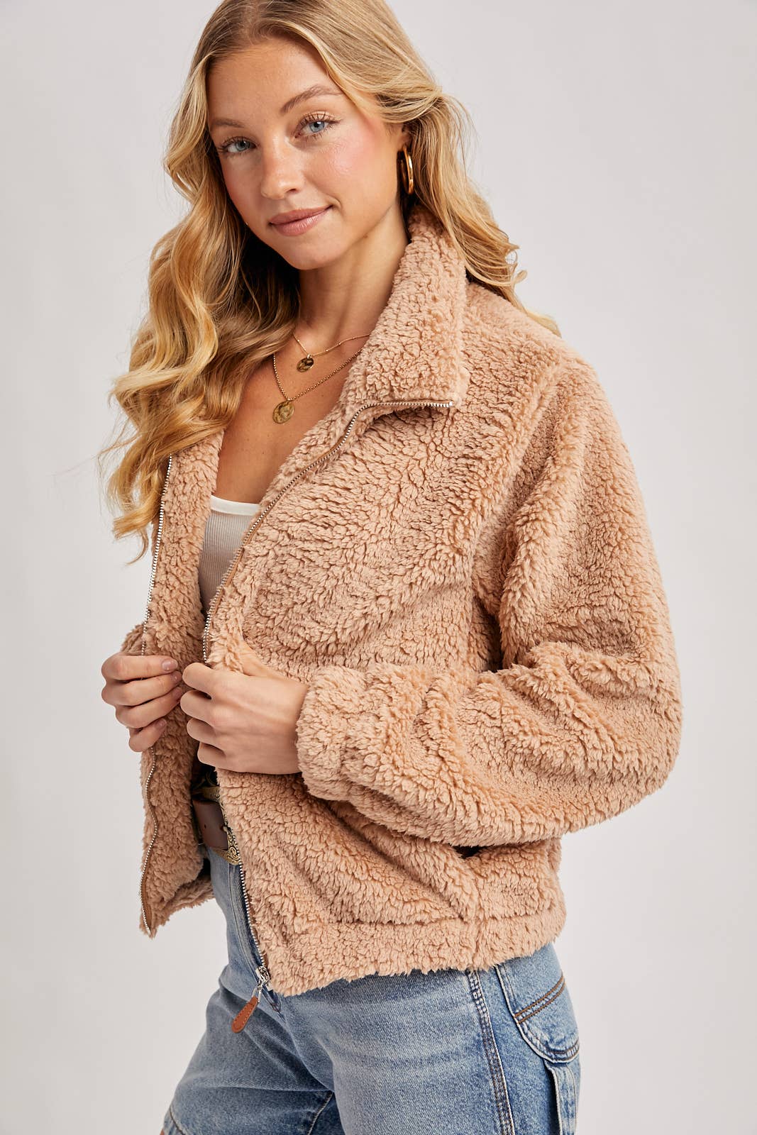 FLEECE ZIP UP TEDDY JACKET