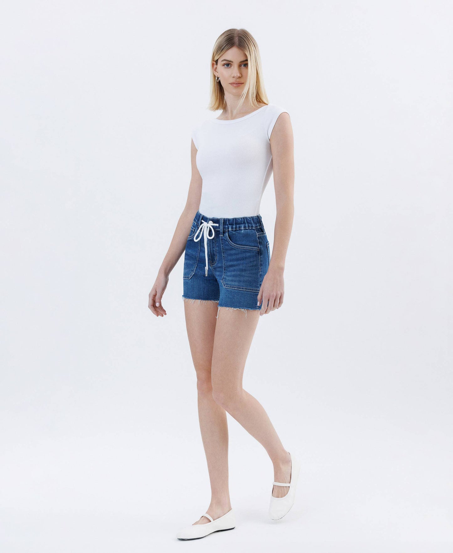 HIGH RISE DRAWSTRING DENIM SHORTS (PRE🤍ORDER)