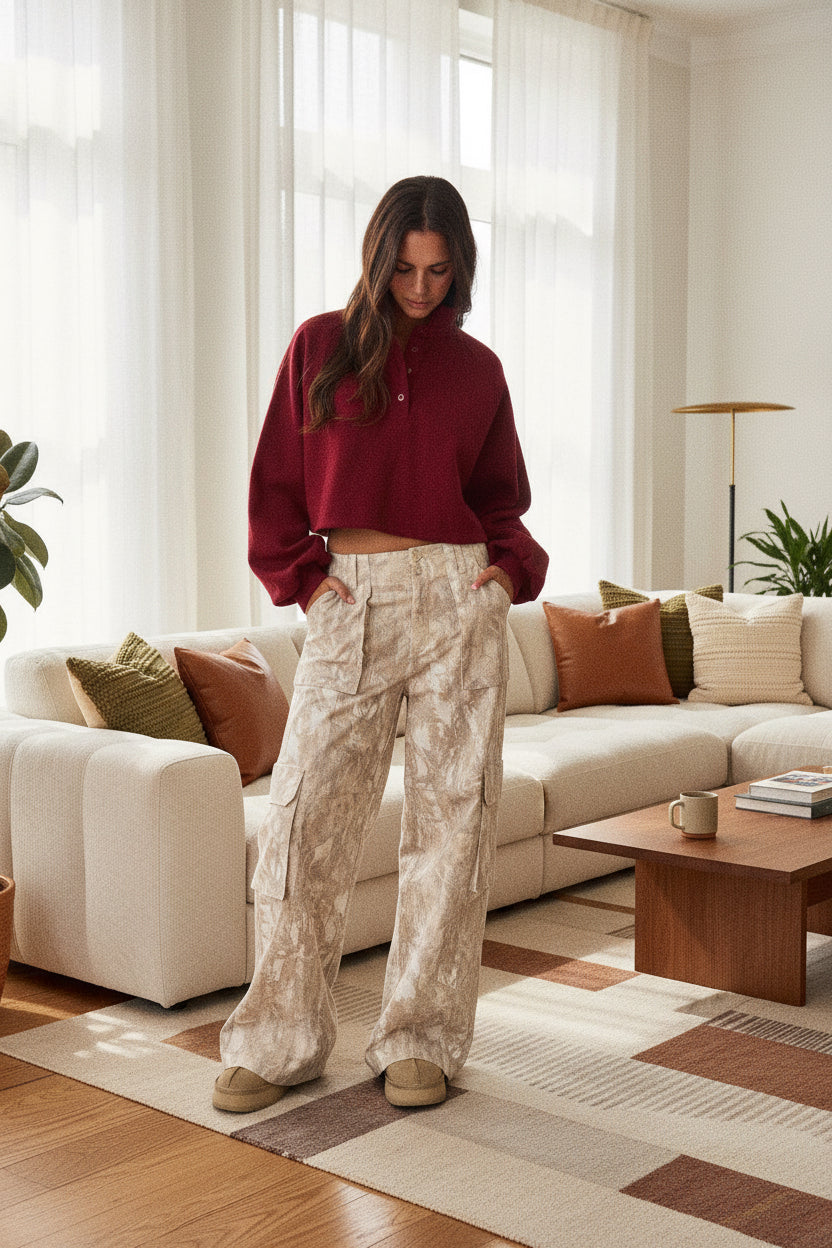 CAMO PRINT WIDE LEG PANTS (PRE🤍ORDER)
