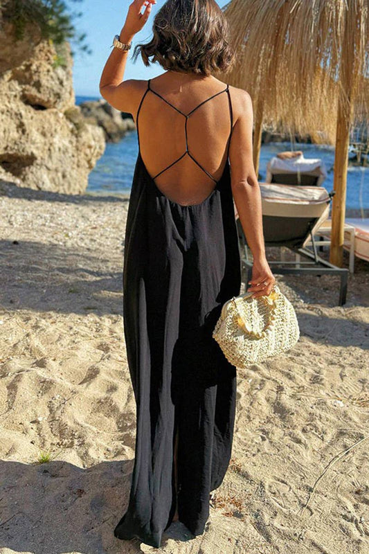 Casual V-Neck Cross Backless Cami Dress (PRE🤍ORDER)