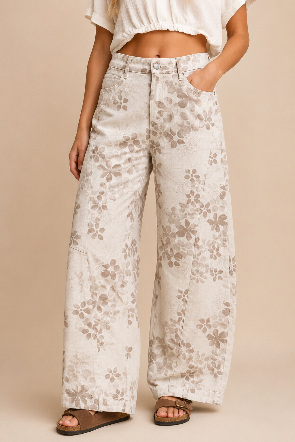Floral Wide-Barrel Leg Jeans (PRE🤍ORDER)