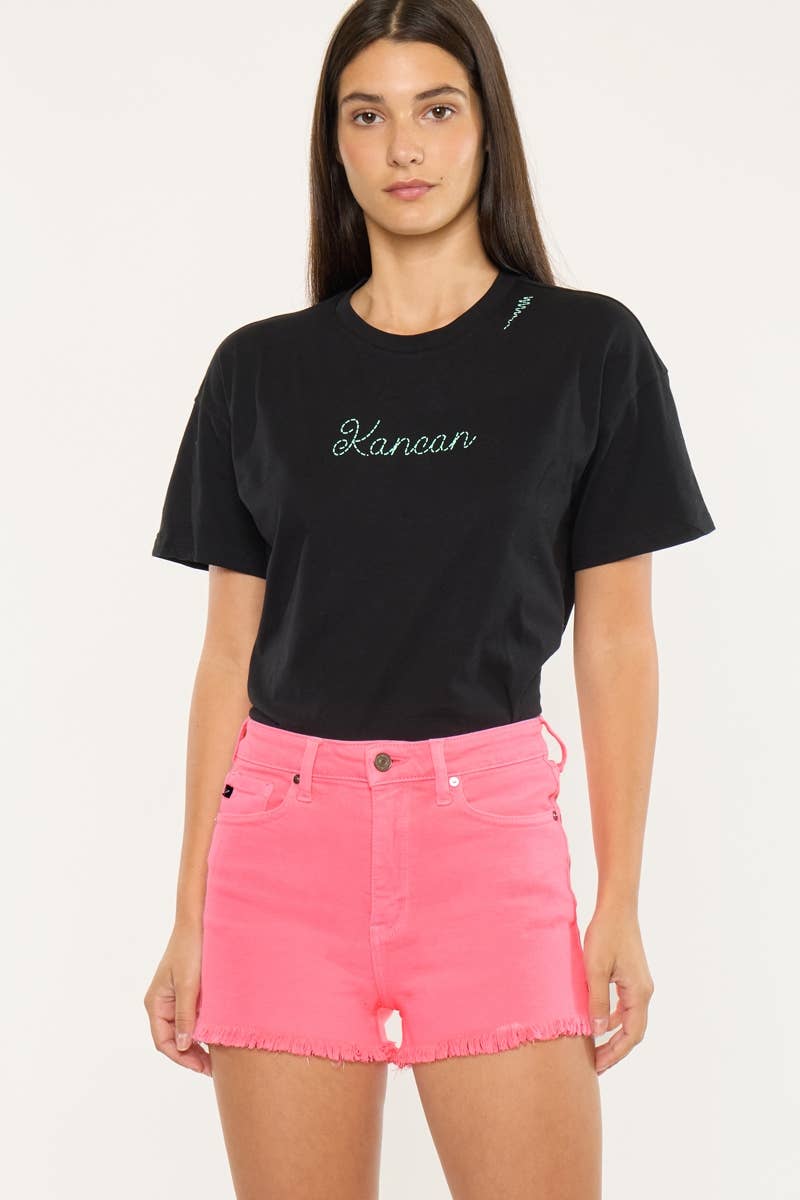 HIGH RISE NEON PINK DENIM SHORTS (PRE🤍ORDER)