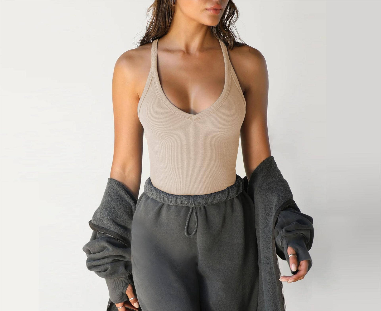 Knit Tank Top Sexy Slim Top Inner Sports Bottom Shirt