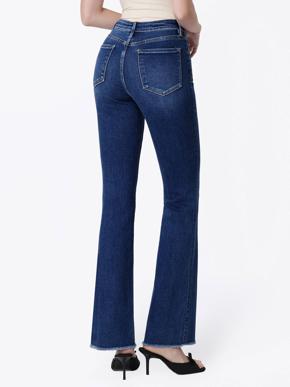 HIGH RISE RAW HEM DARK WASH BOOTCUT JEANS (PRE🤍ORDER)