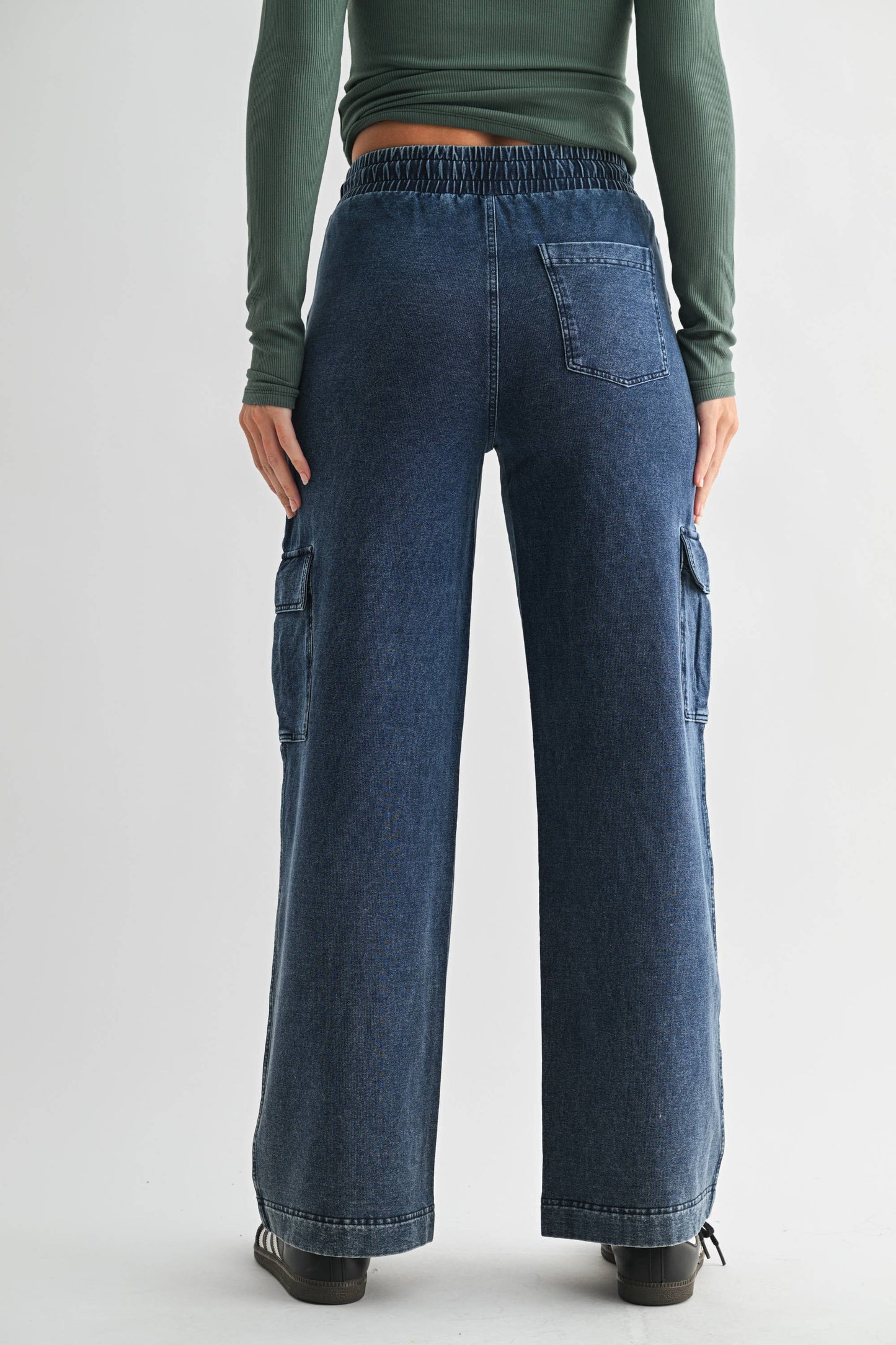 Mineral Wash Wide Leg Cargo Pants