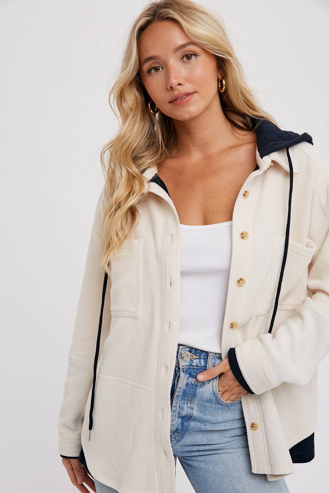 FLEECE HOODIE SHACKET