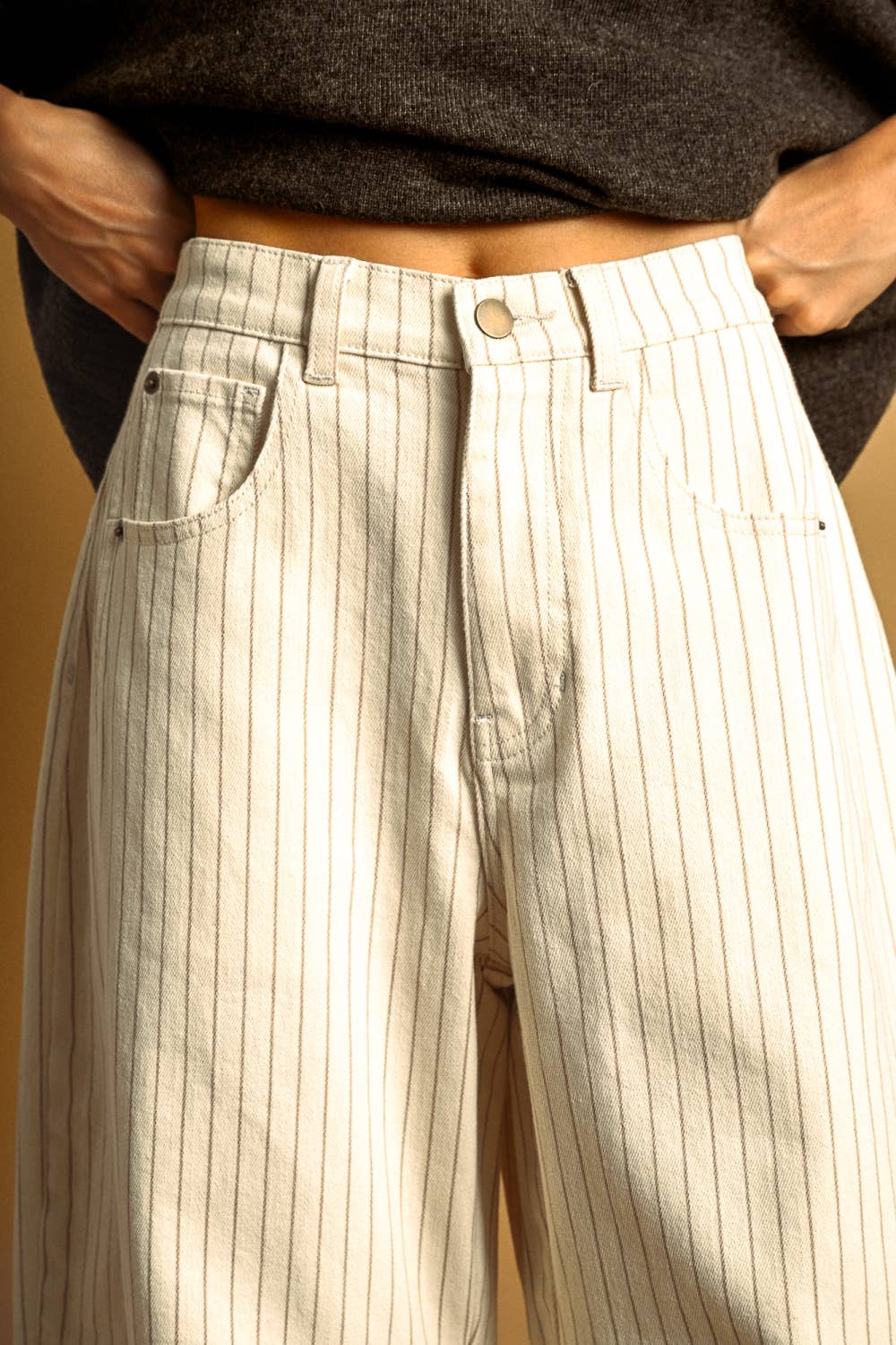 PINSTRIPED PATTERN BARREL PANTS (PRE🤍ORDER)