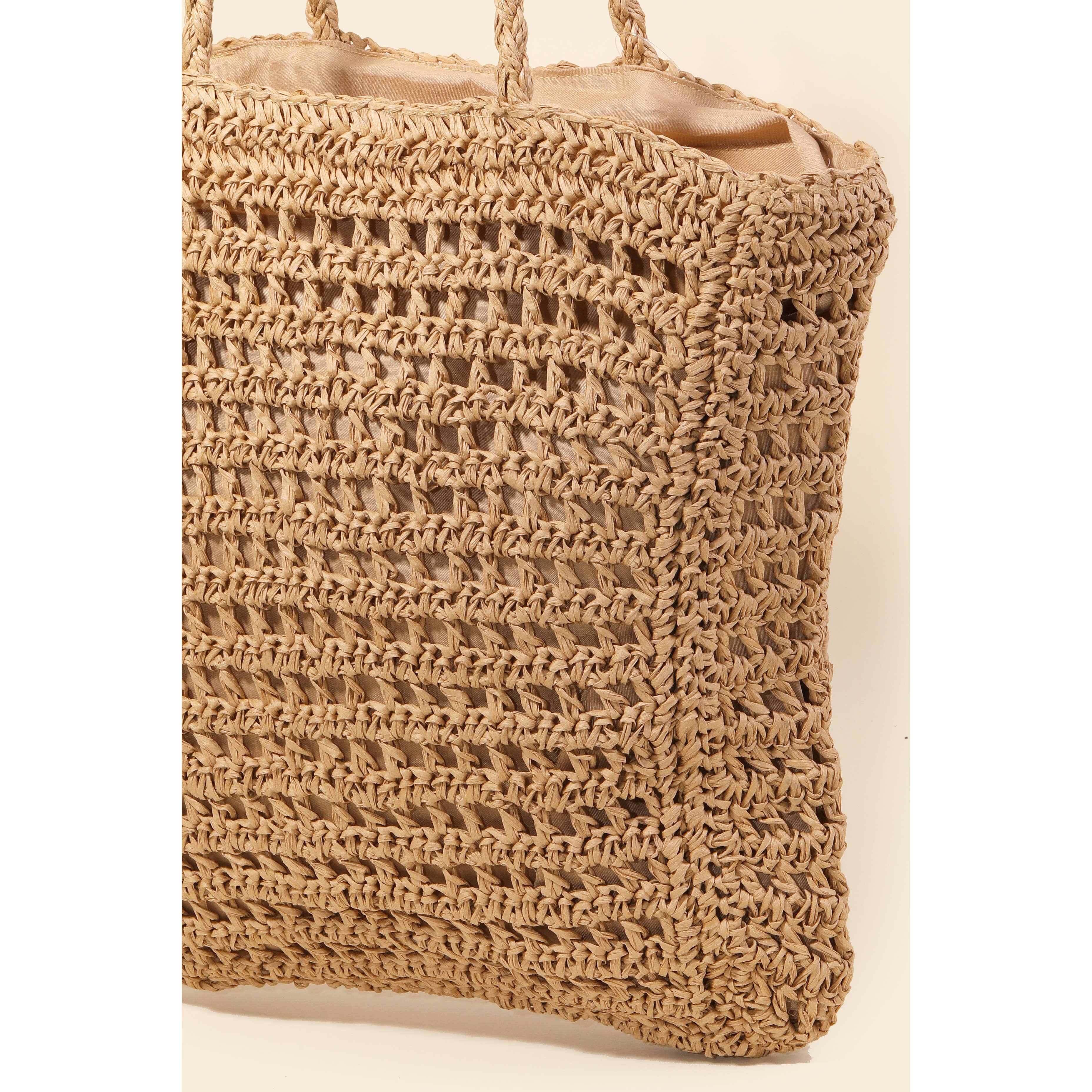 Straw Braided Beach Tote Bag