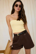 STRIPE STRAPLESS CROPPED SWEATER KNIT TOP