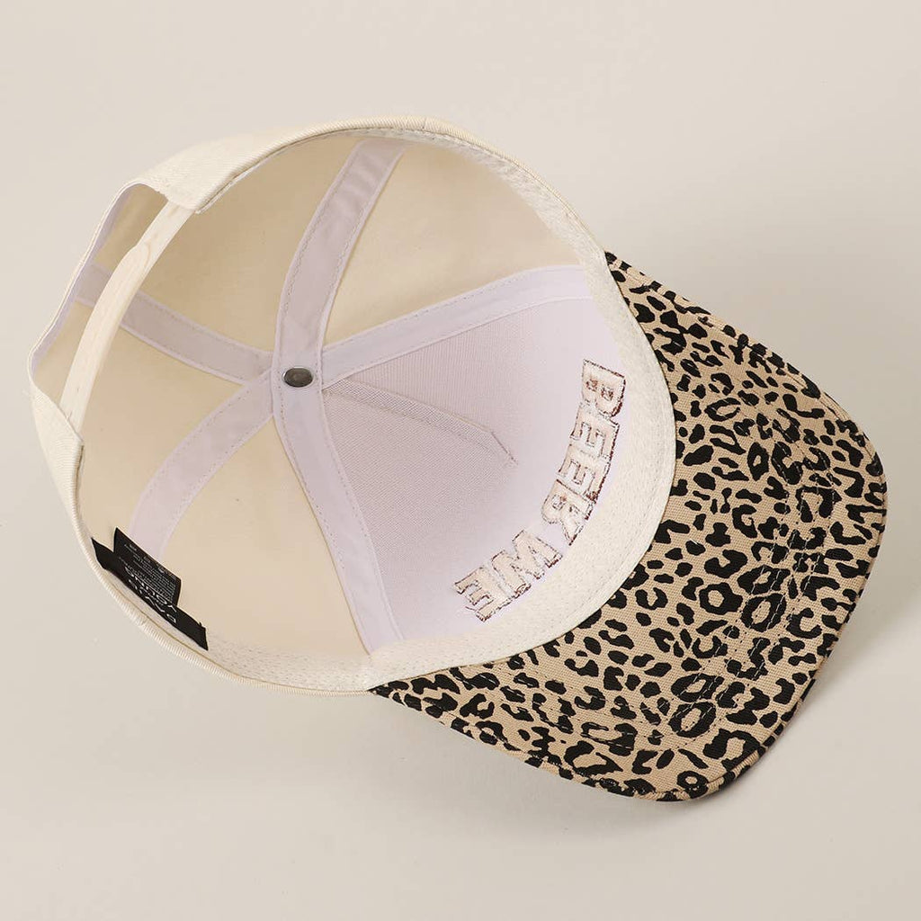 BEER ME Embroidery Leopard Camo Trucker Hat