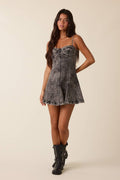 DENIM TRIM POINT SLEEVELESS MINI DRESS